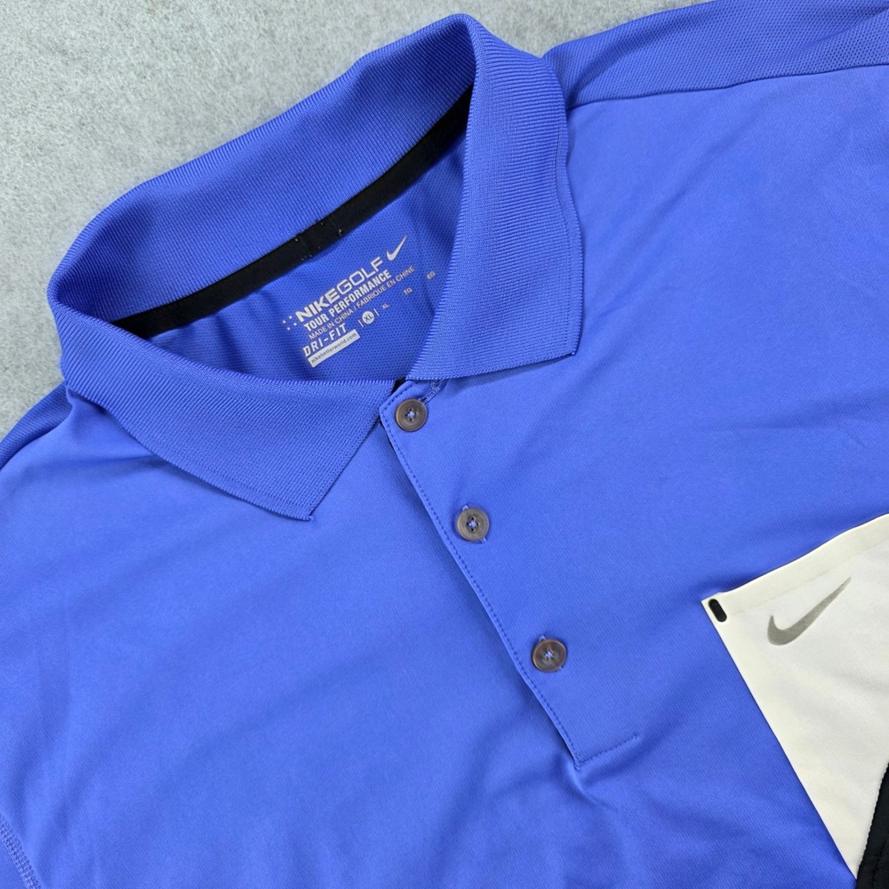 Nike Golf Tour Performance Dri Fit Polo Shirt Men's XL Blue Colorblock Pocket - Picture 1 of 12